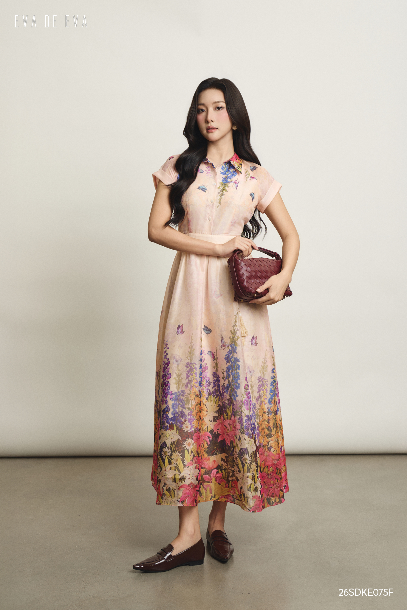  Đầm tay ngắn, Dáng thắt eo 26SDKE075F 