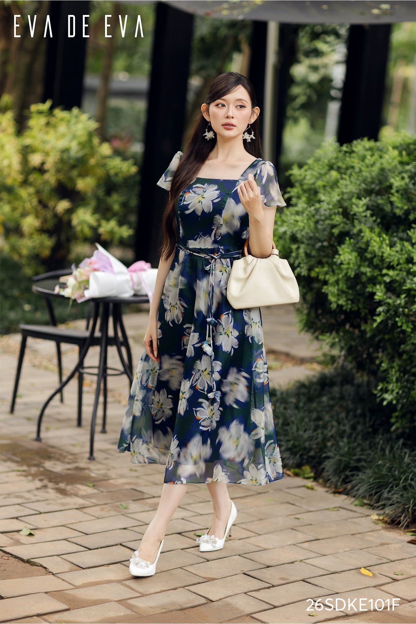  Đầm tay ngắn, Dáng thắt eo 26SDKE101F 