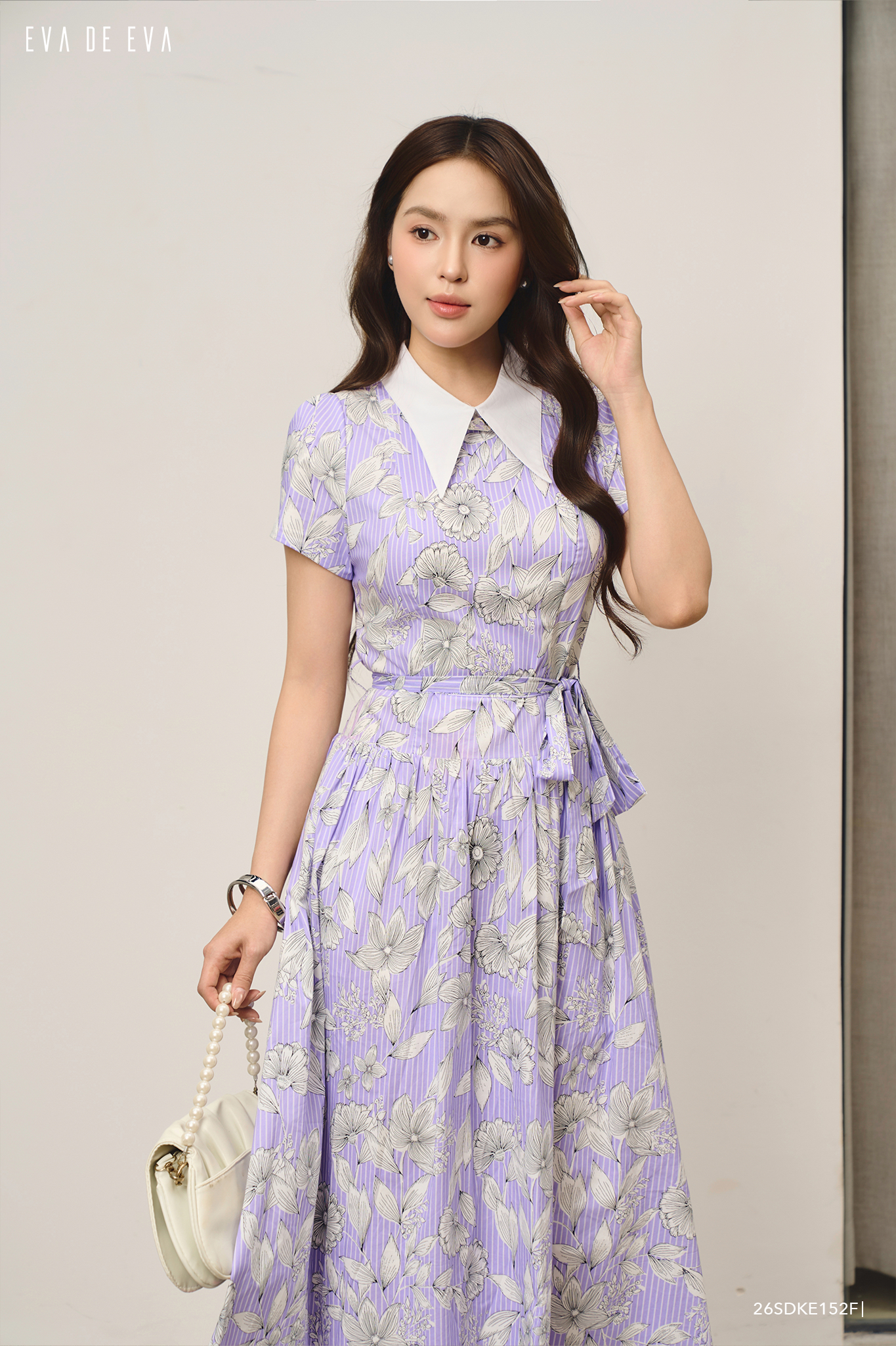  Đầm tay ngắn, Dáng thắt eo 26SDKE152F 