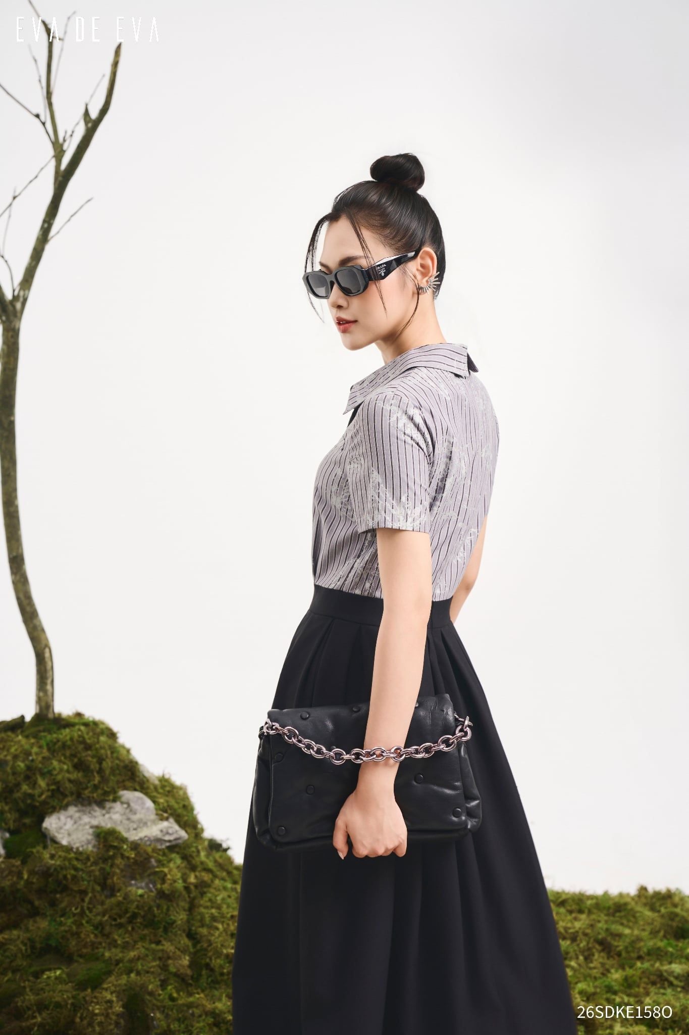  Đầm tay ngắn, Dáng thắt eo 26SDKE158O 
