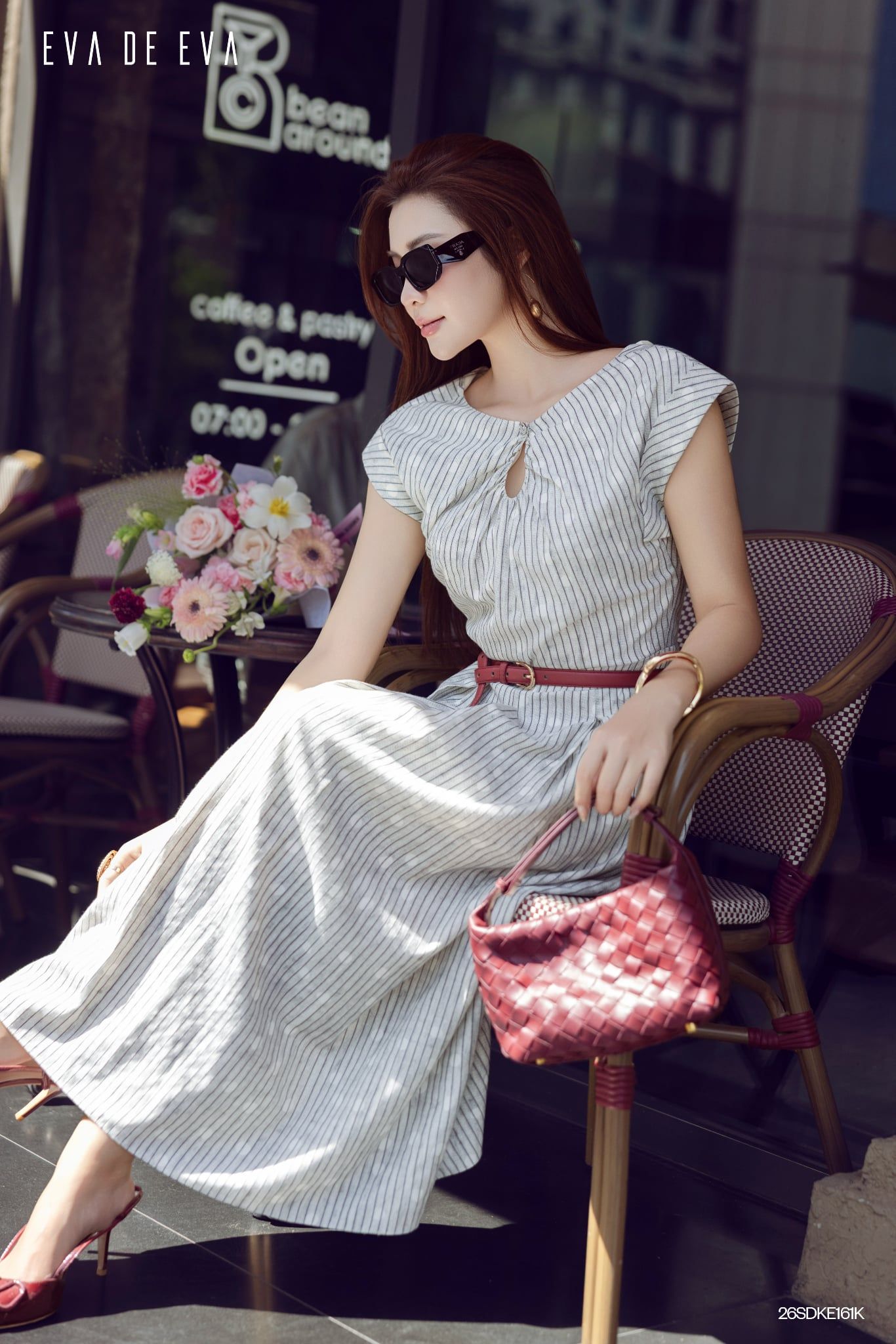 Đầm tay ngắn, Dáng thắt eo 26SDKE161K 