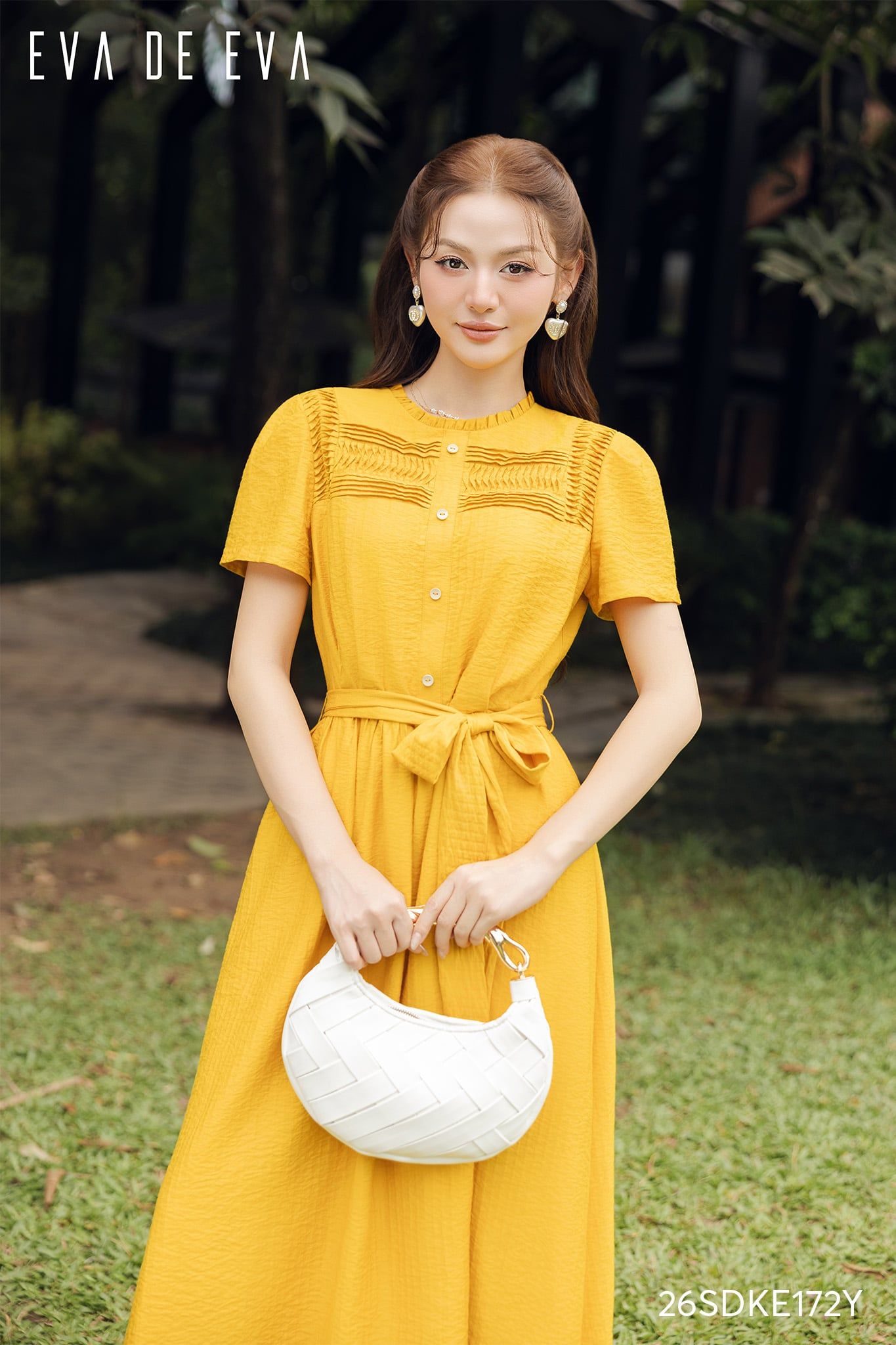  Đầm tay ngắn, Dáng thắt eo 26SDKE172Y 