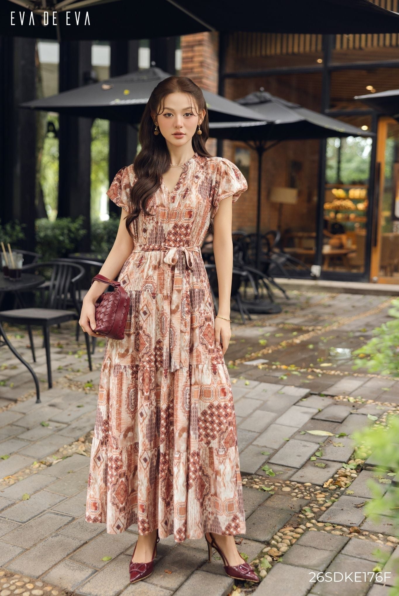  Đầm tay ngắn, Dáng thắt eo 26SDKE176F 