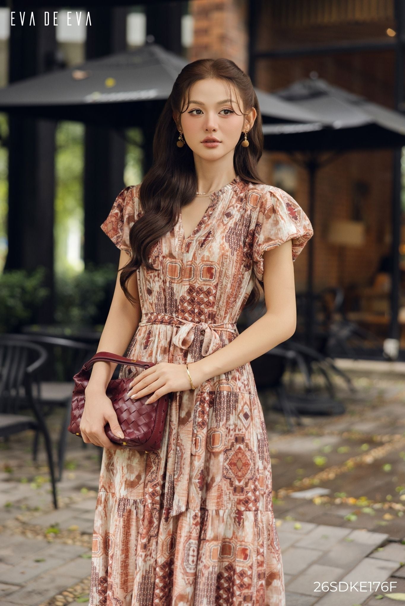  Đầm tay ngắn, Dáng thắt eo 26SDKE176F 