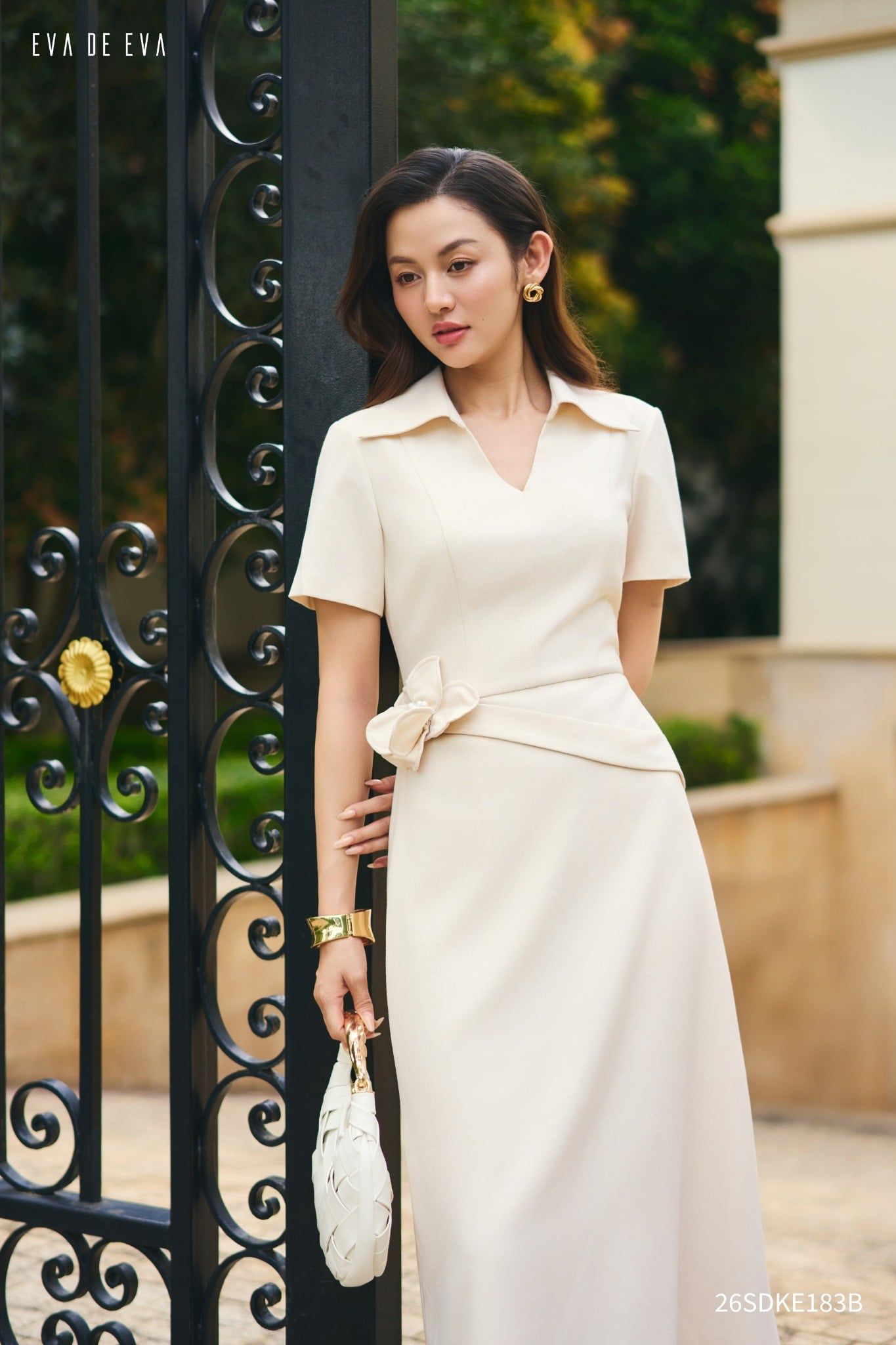  Đầm tay ngắn, Dáng thắt eo 26SDKE183B 