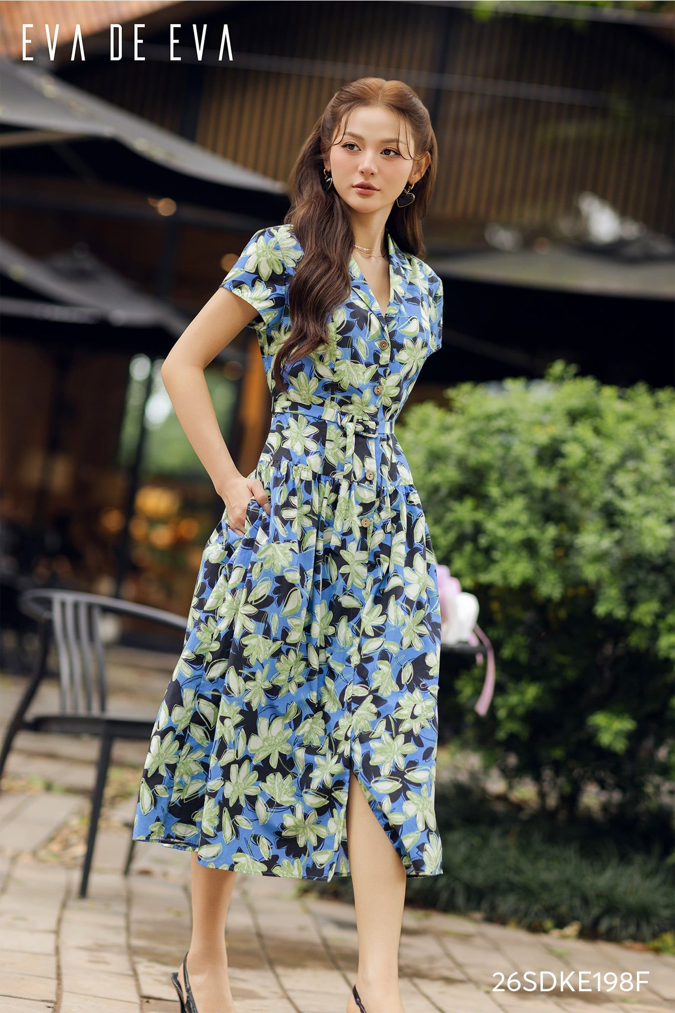  Đầm tay ngắn, Dáng thắt eo 26SDKE198F 