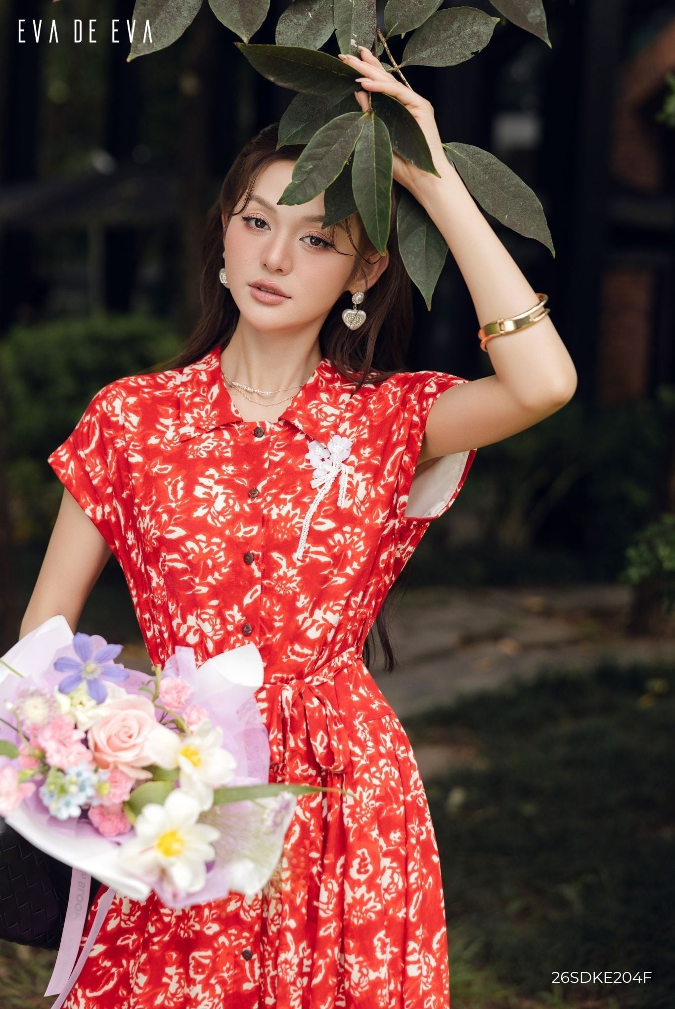  Đầm tay ngắn, Dáng thắt eo 26SDKE204F 