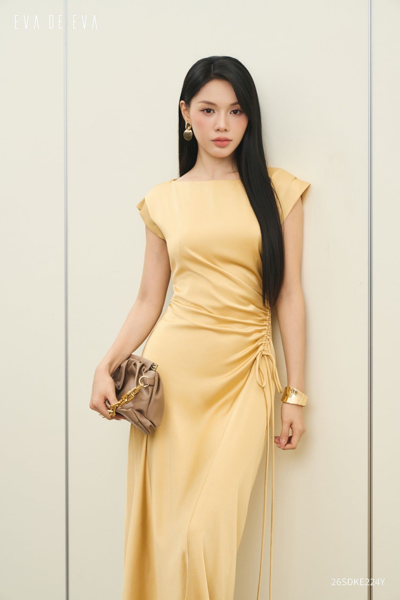  Đầm tay ngắn, Dáng thắt eo 26SDKE224Y 