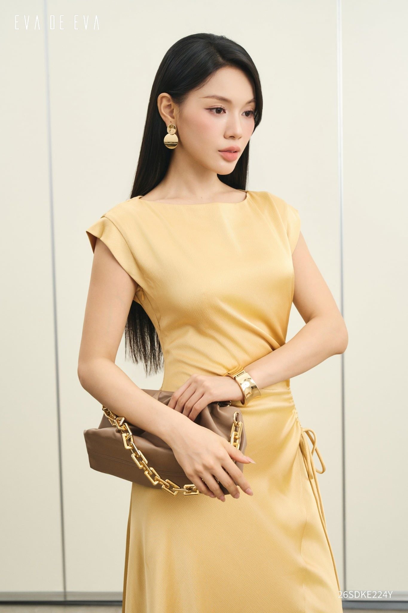  Đầm tay ngắn, Dáng thắt eo 26SDKE224Y 