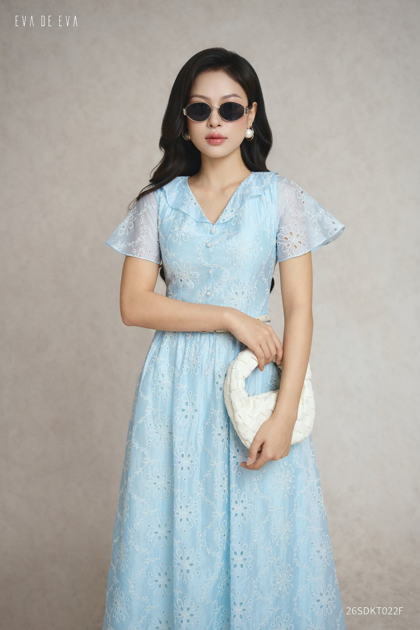  Đầm tay ngắn, Dáng thắt eo 26SDKT022F 