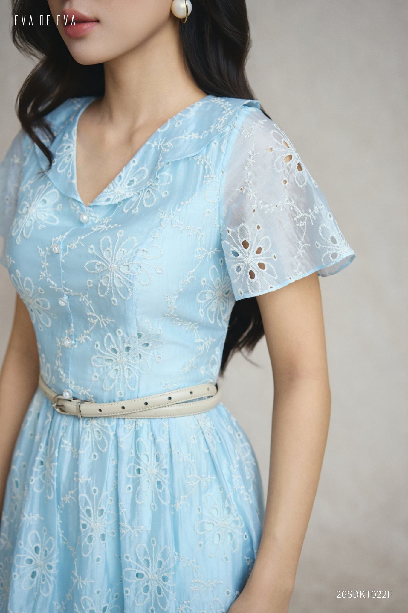  Đầm tay ngắn, Dáng thắt eo 26SDKT022F 