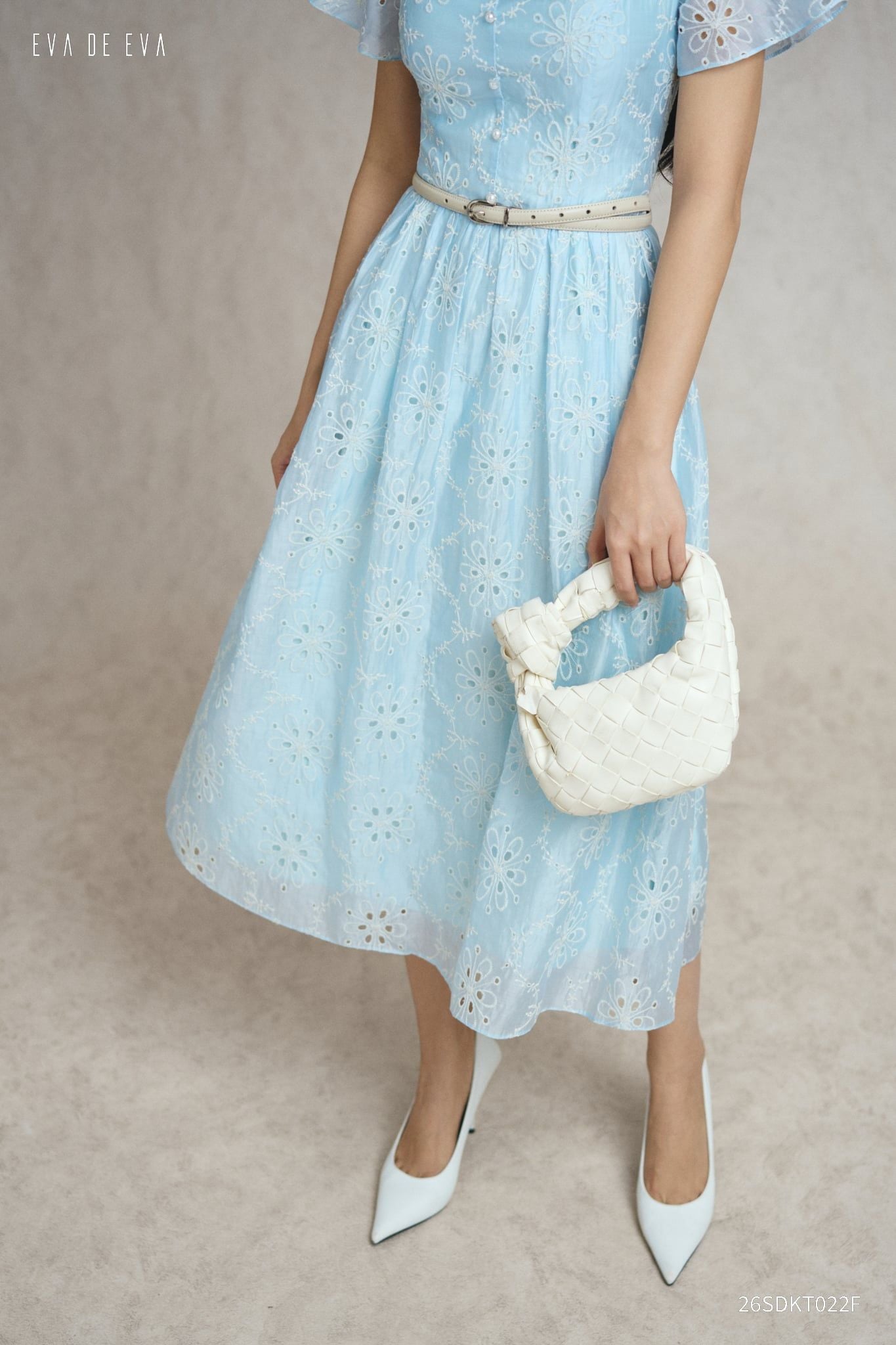  Đầm tay ngắn, Dáng thắt eo 26SDKT022F 