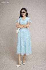  Đầm tay ngắn, Dáng thắt eo 26SDKT022F 