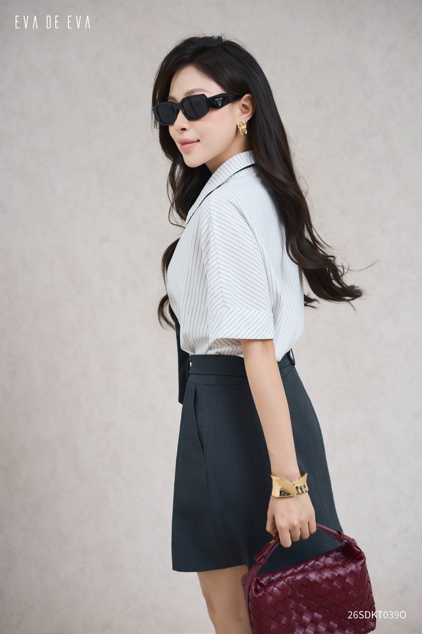  Đầm tay ngắn, Dáng thắt eo 26SDKT039O 
