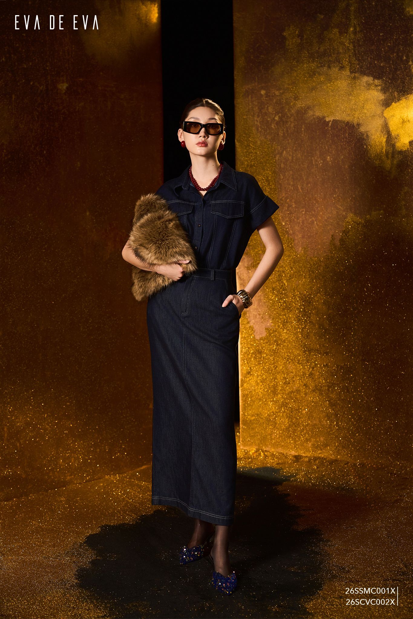  Sơ mi tay ngắn, Dáng sơ vin 26SSMC001X đi kèm 26SAWC001T 