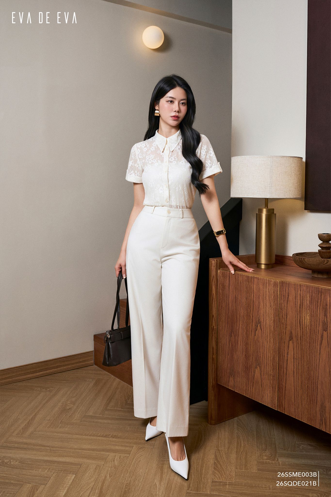  Sơ mi tay ngắn, Dáng sơ vin 26SSME003B đi kèm 26SAWE001B 