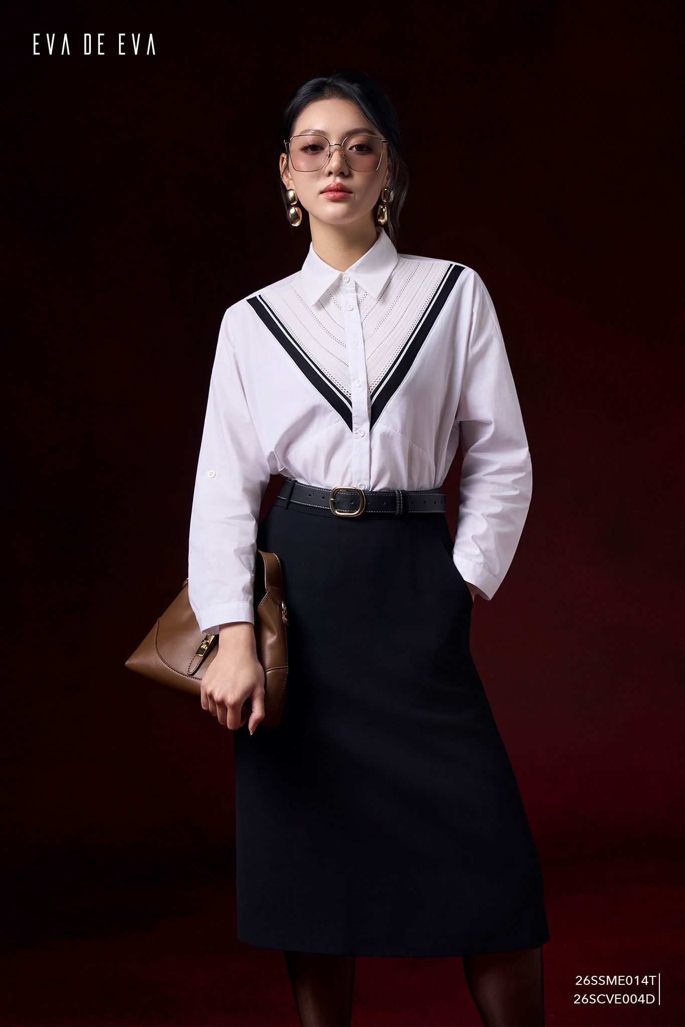  Chân váy ngang gối, Dáng ôm 26SCVE004D 