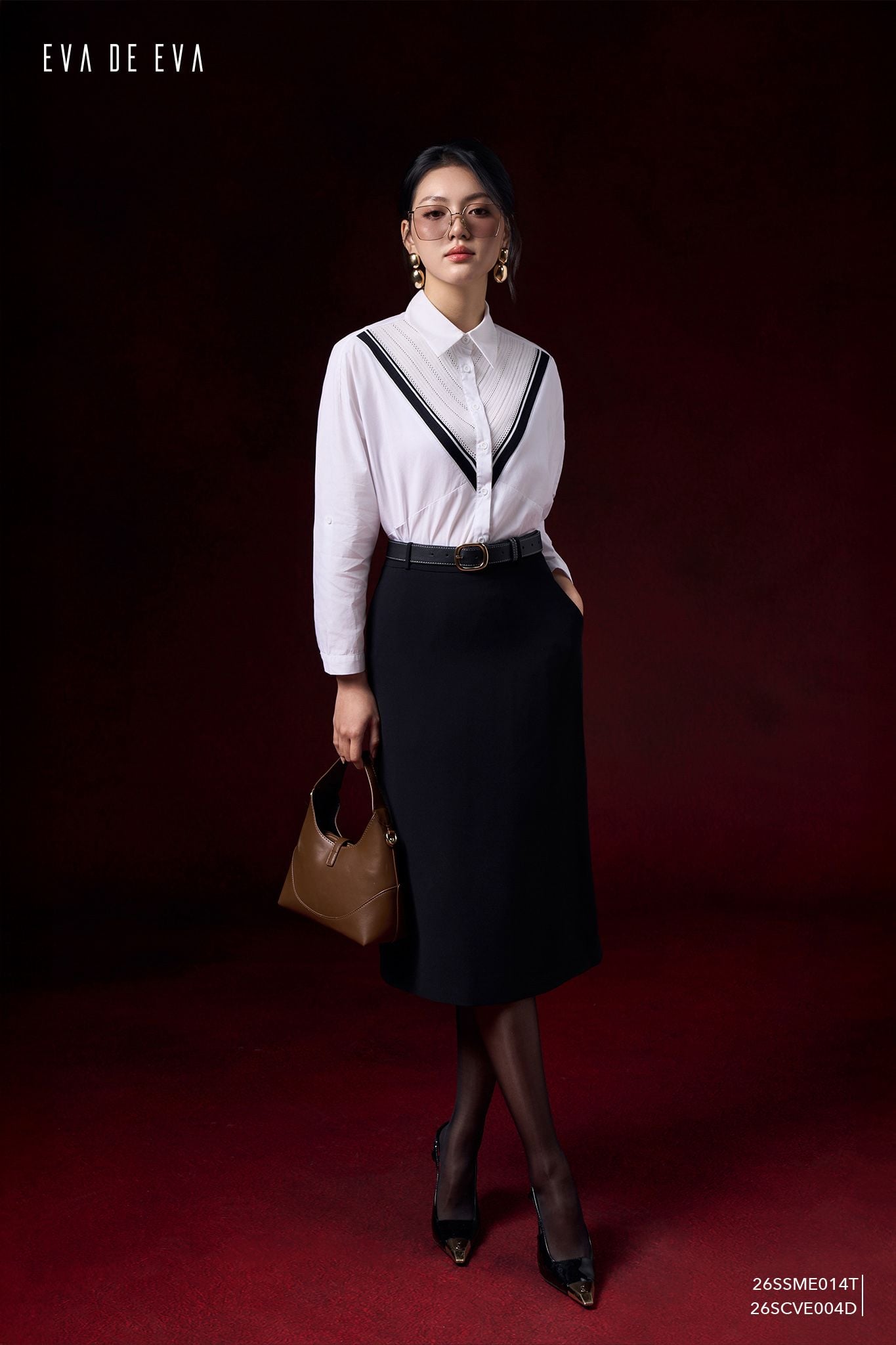  Chân váy ngang gối, Dáng ôm 26SCVE004D 