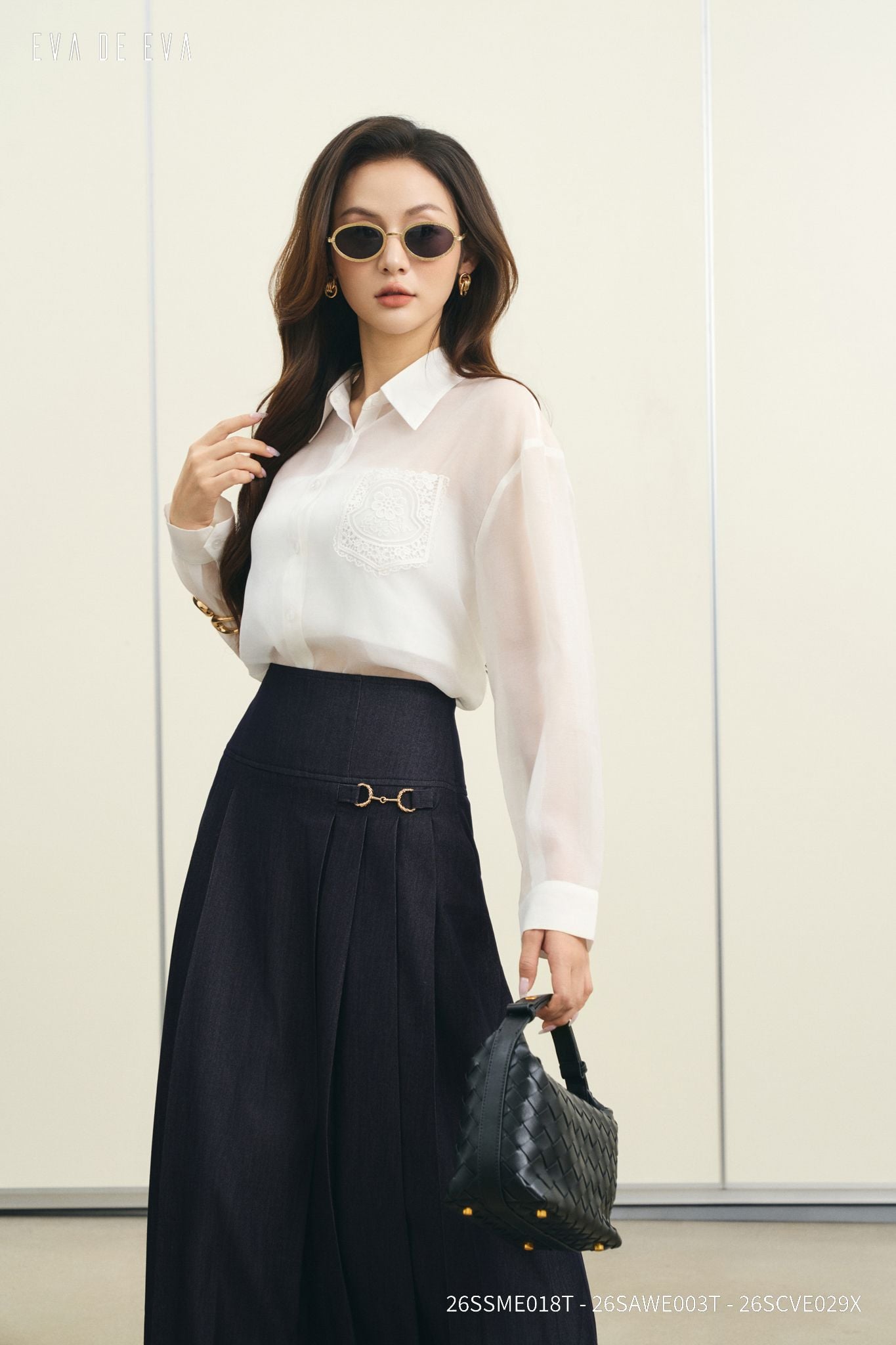  Chân váy Midi, Xếp ly 26SCVE029X 