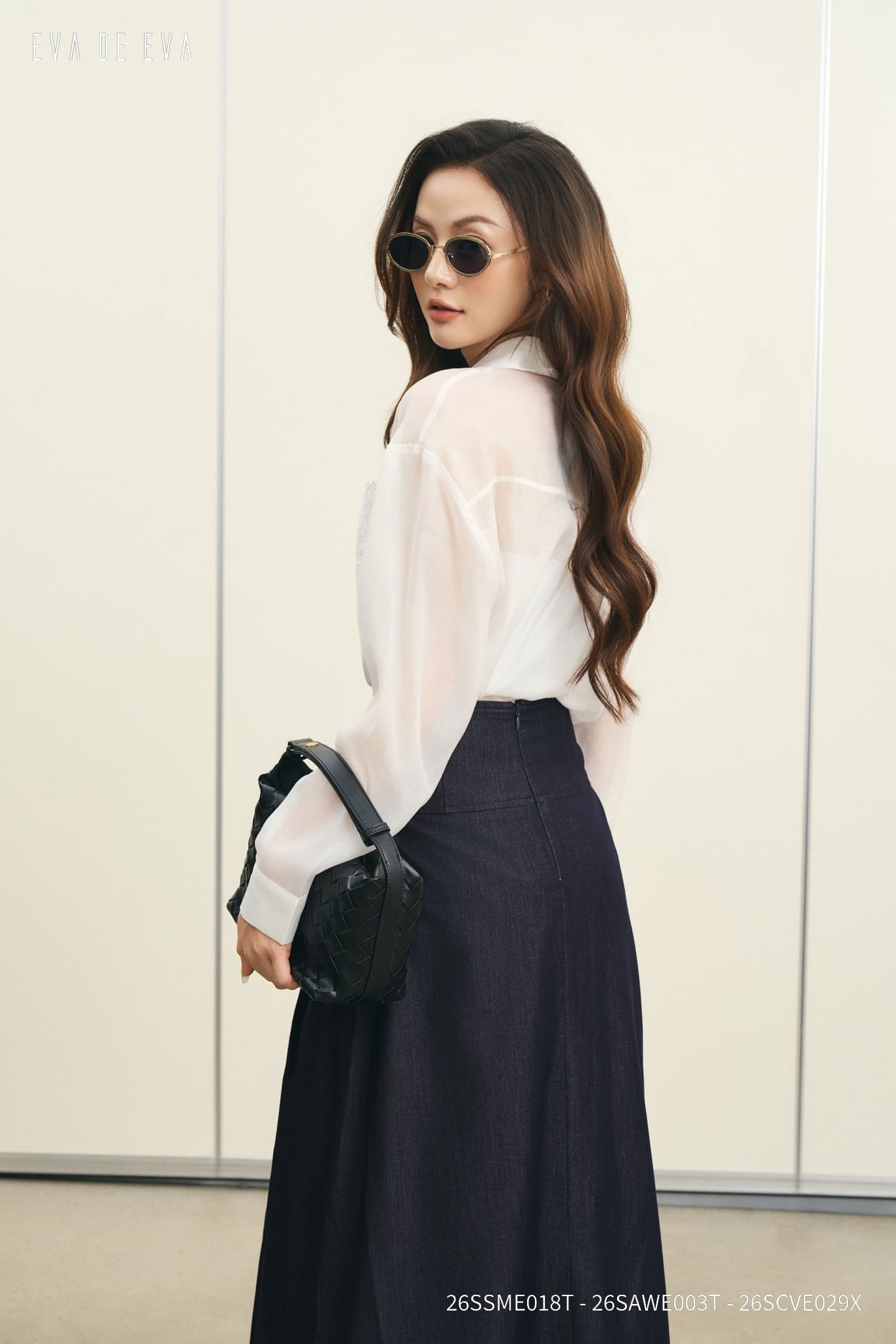  Chân váy Midi, Xếp ly 26SCVE029X 