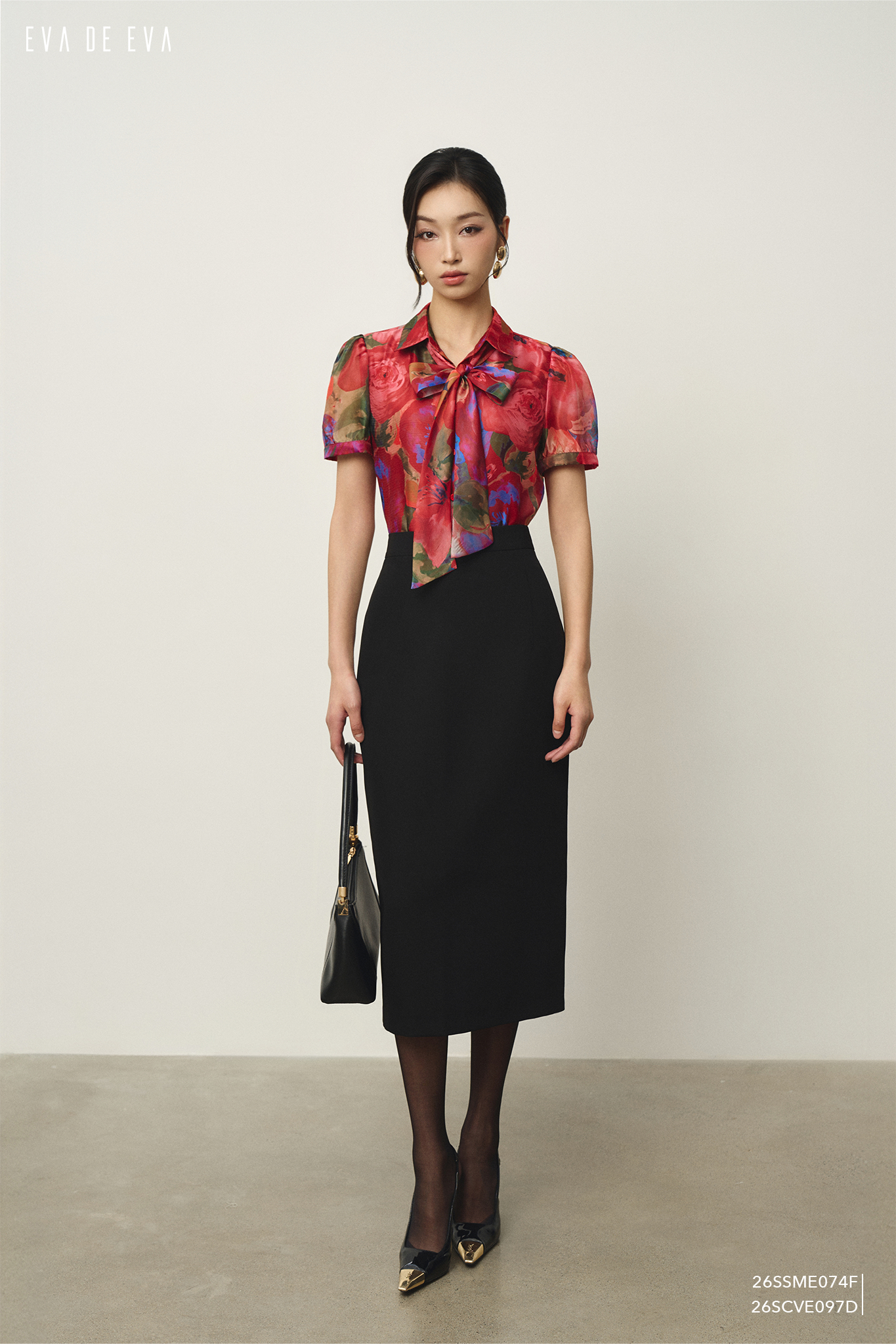  Sơ mi tay ngắn, Cổ nơ 26SSME074F 