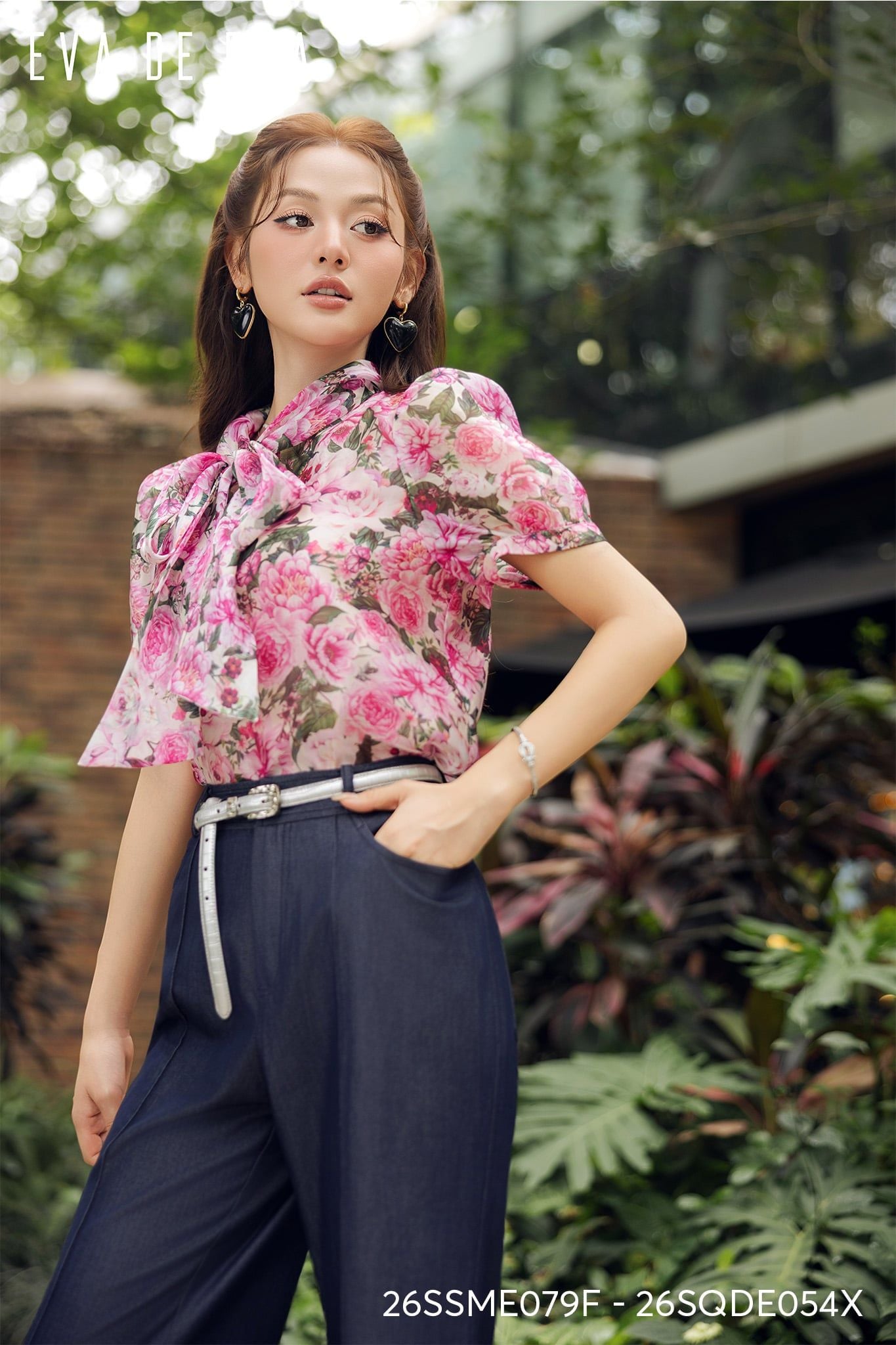  Sơ mi tay ngắn, Cổ nơ 26SSME079F 