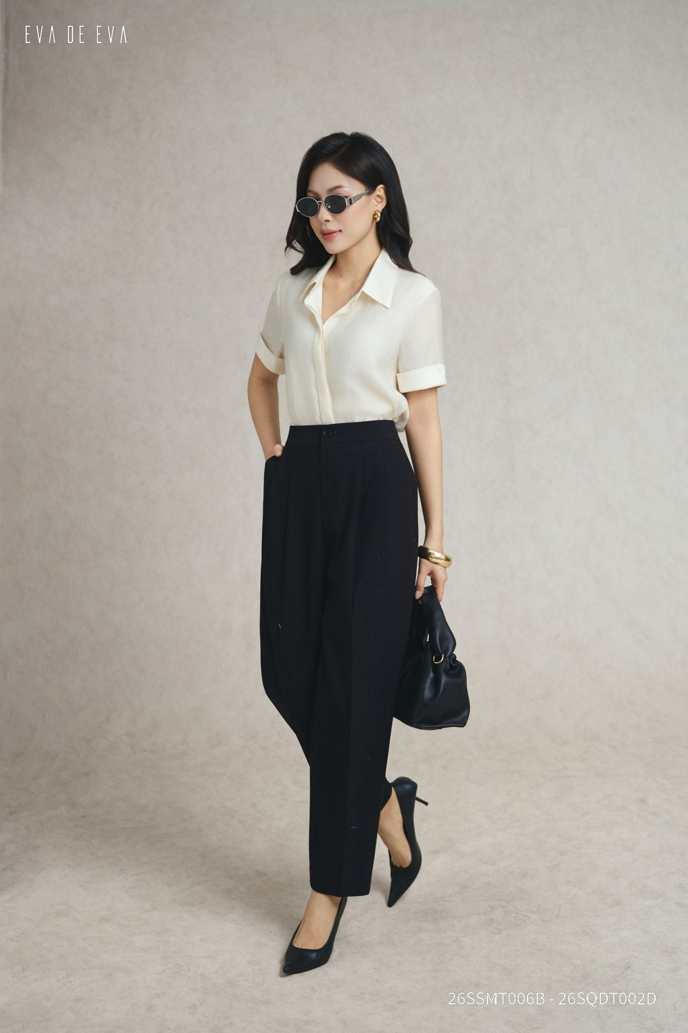  Sơ mi tay ngắn, Dáng sơ vin 26SSMT006B 