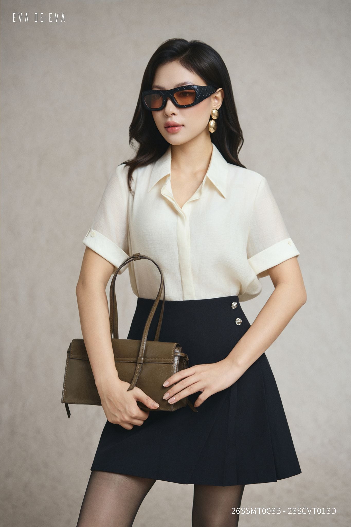  Sơ mi tay ngắn, Dáng sơ vin 26SSMT006B 