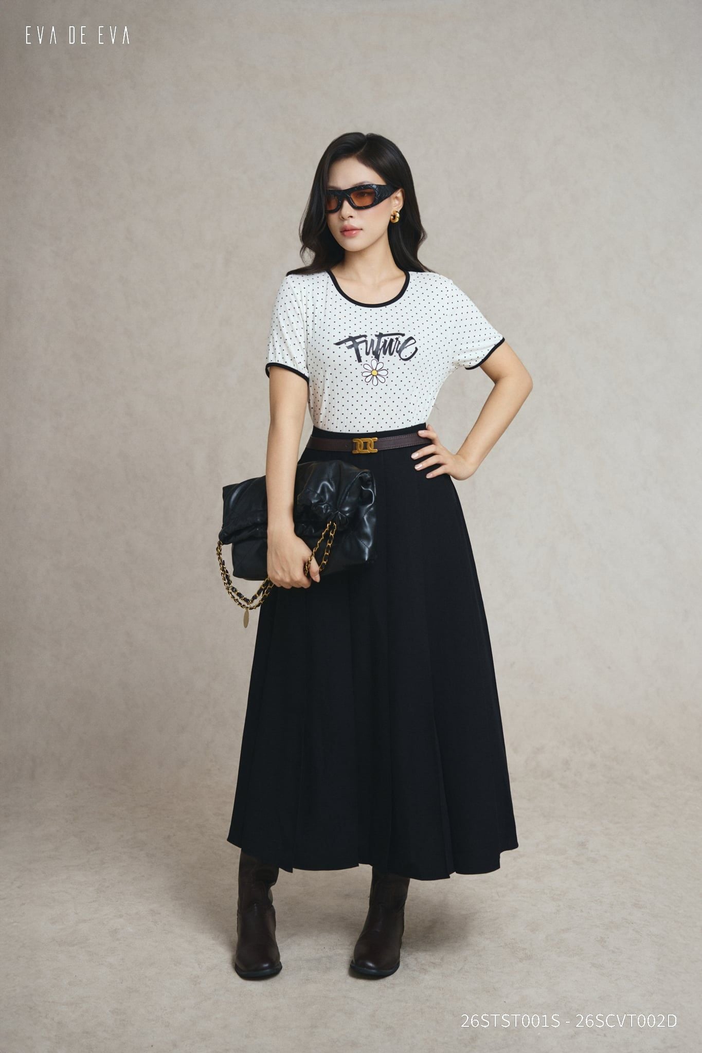  Chân váy Midi, Xếp ly 26SCVT002D 