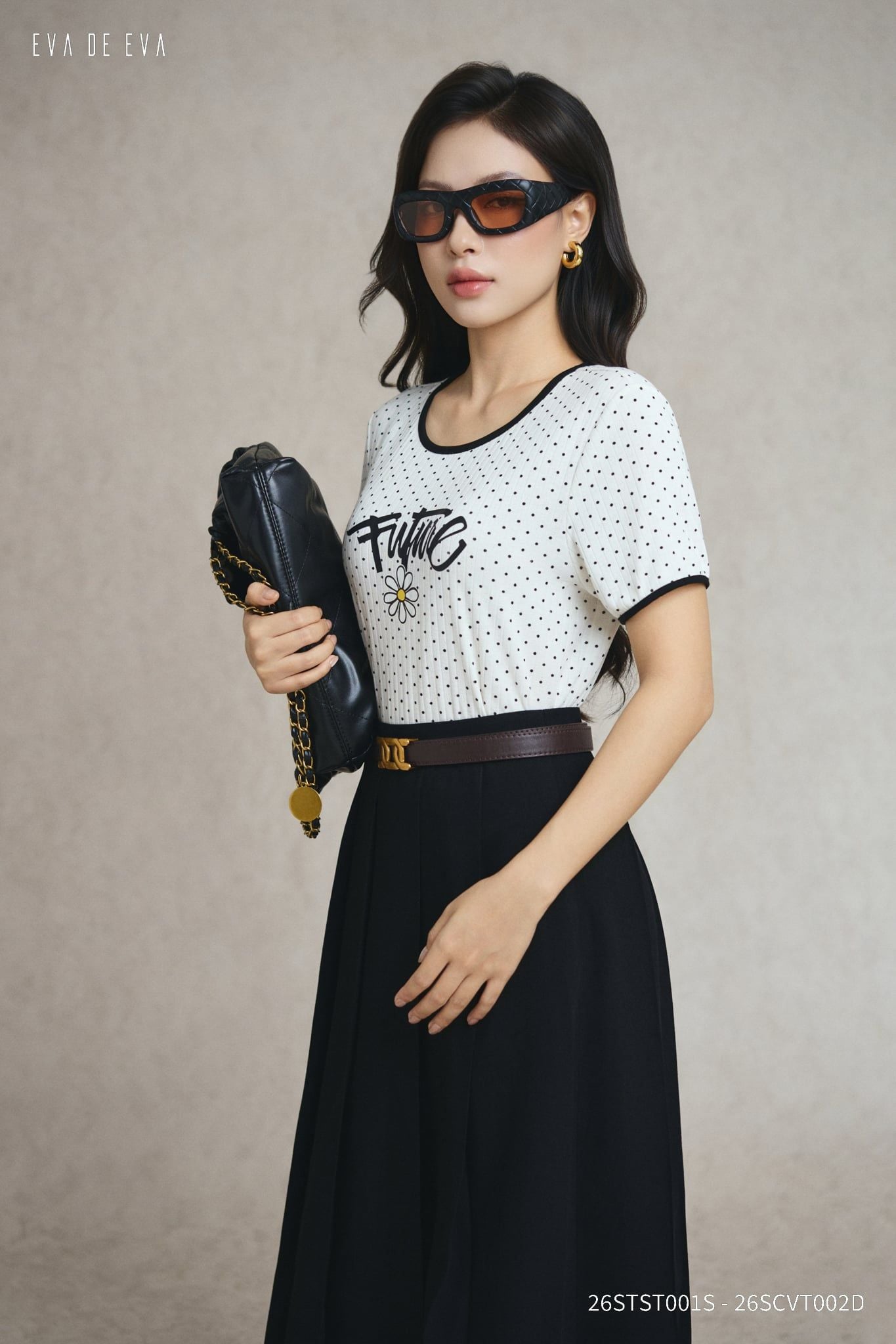  Chân váy Midi, Xếp ly 26SCVT002D 
