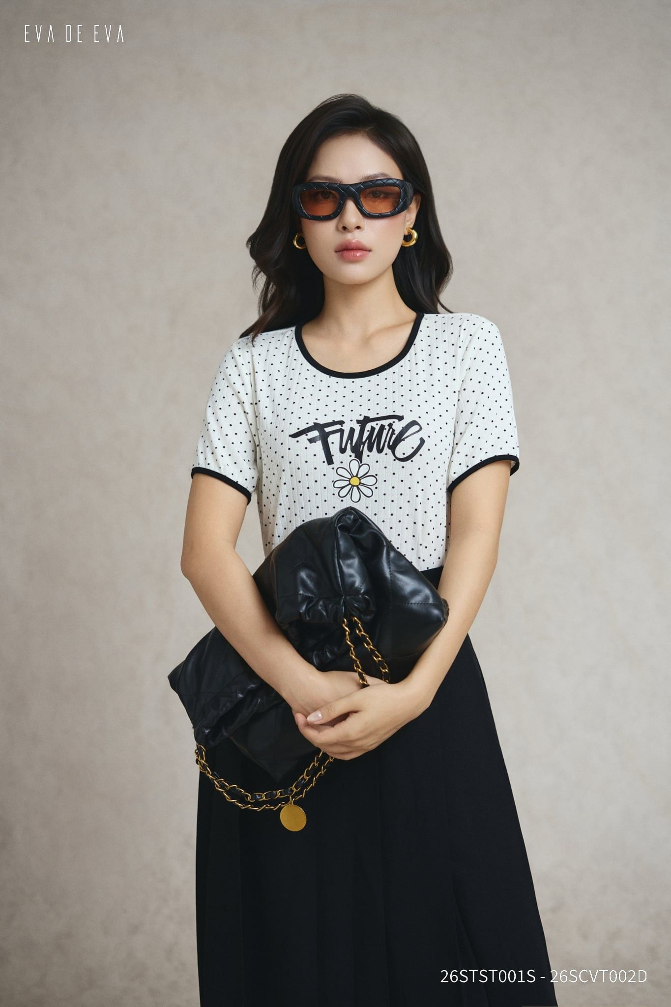  Chân váy Midi, Xếp ly 26SCVT002D 
