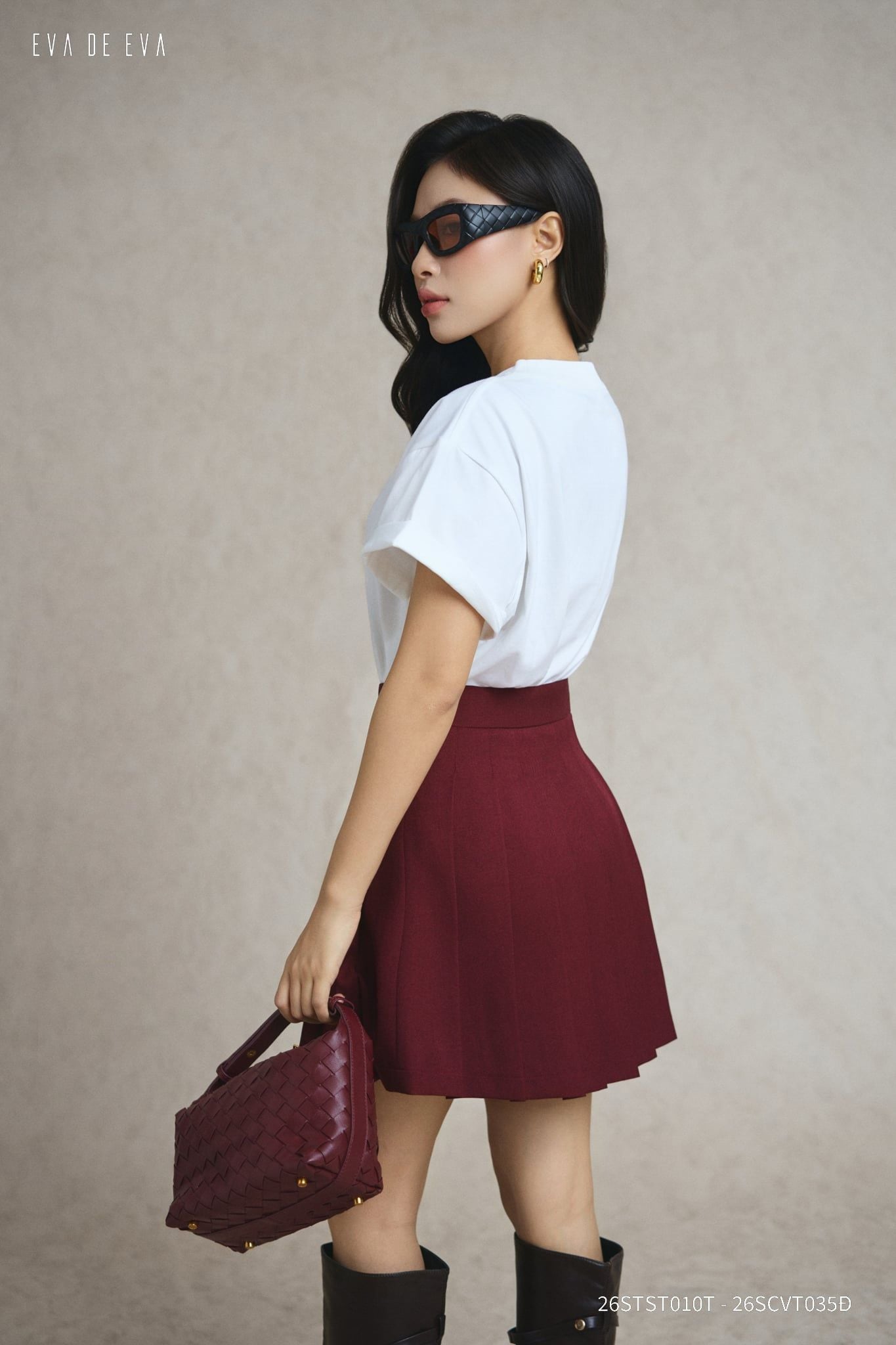  Chân váy Mini, Xếp ly 26SCVT035Đ 