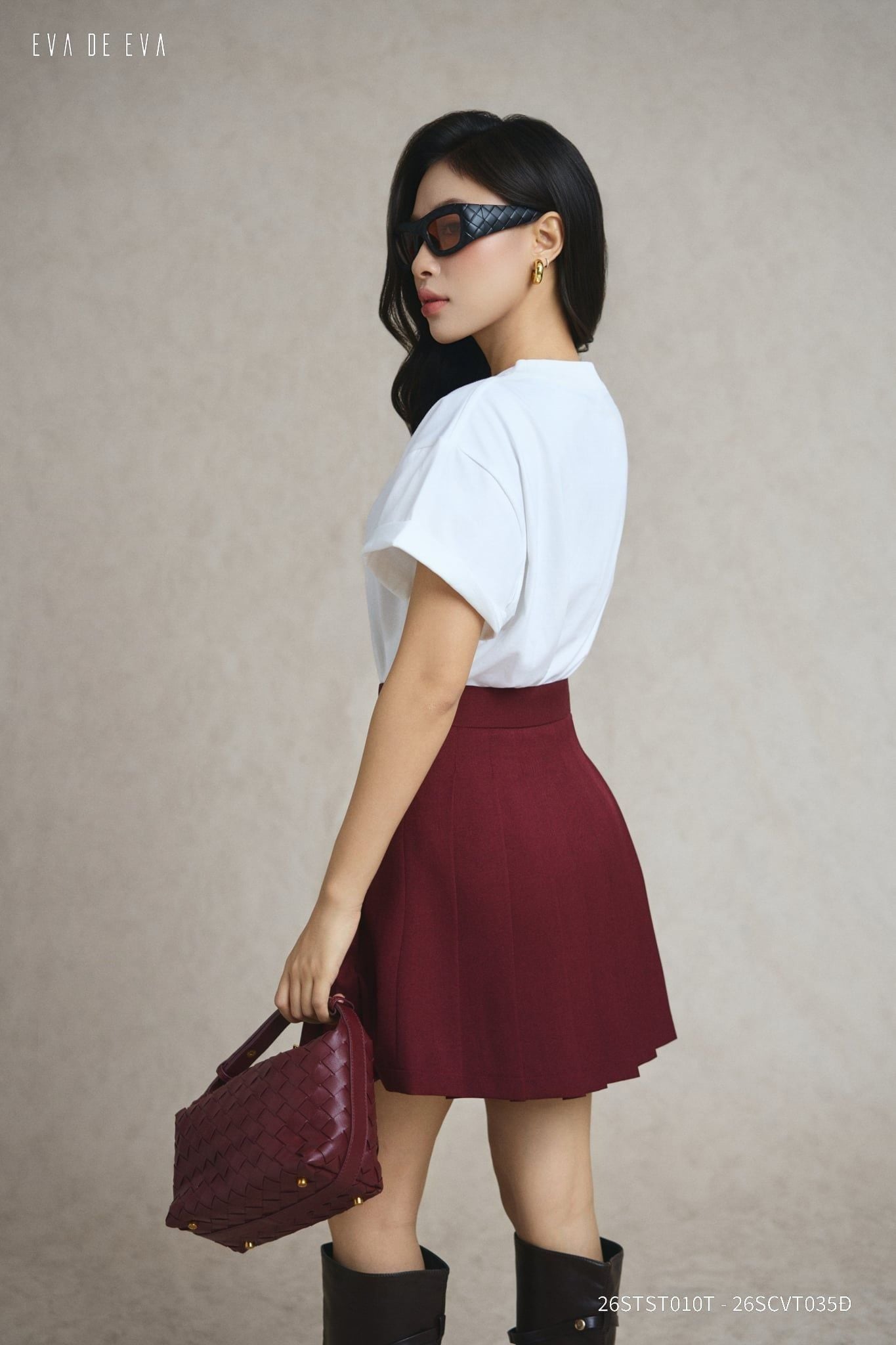  Chân váy Mini, Xếp ly 26SCVT035Đ1 