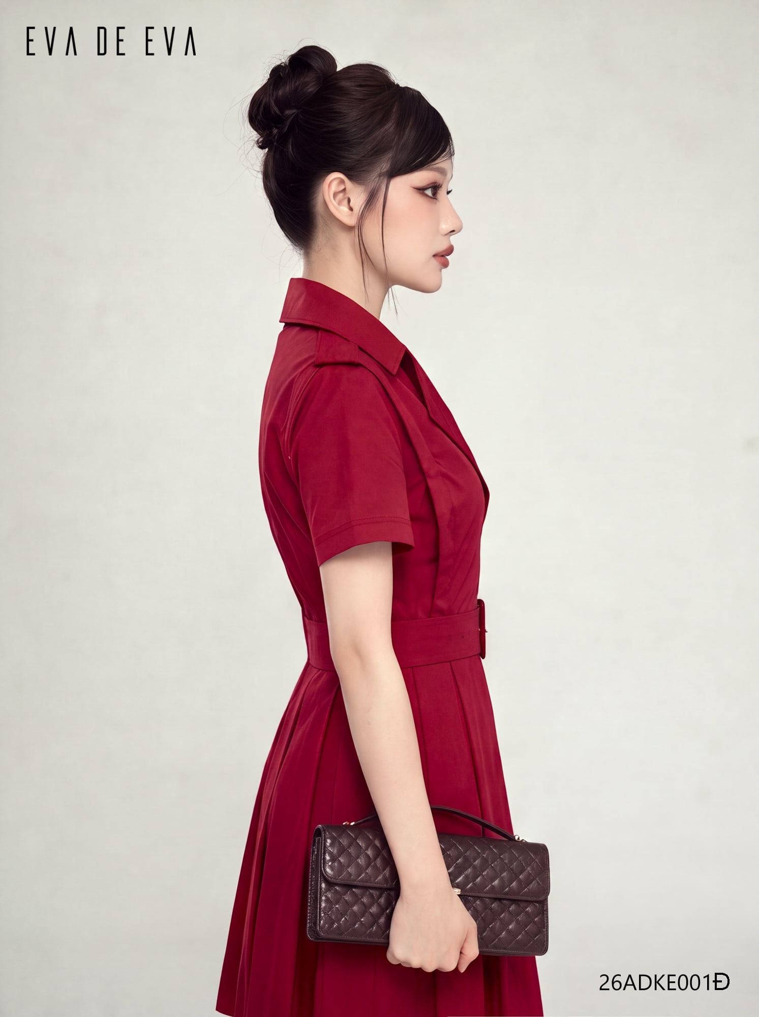  Đầm tay ngắn, Dáng thắt eo 26ADKE001Đ 