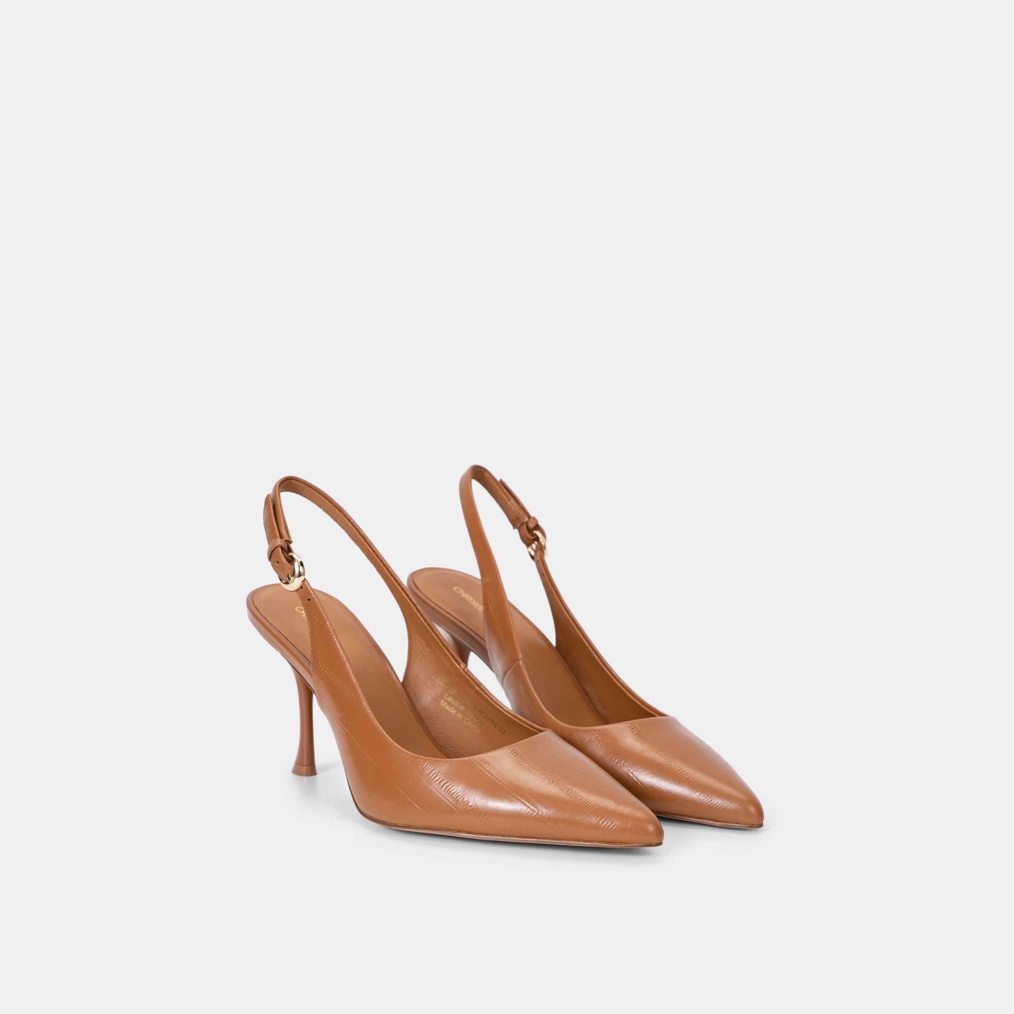  Giày Cao Gót Nữ Chrisbella Nâu Cao 8,5cm EHE039S0 