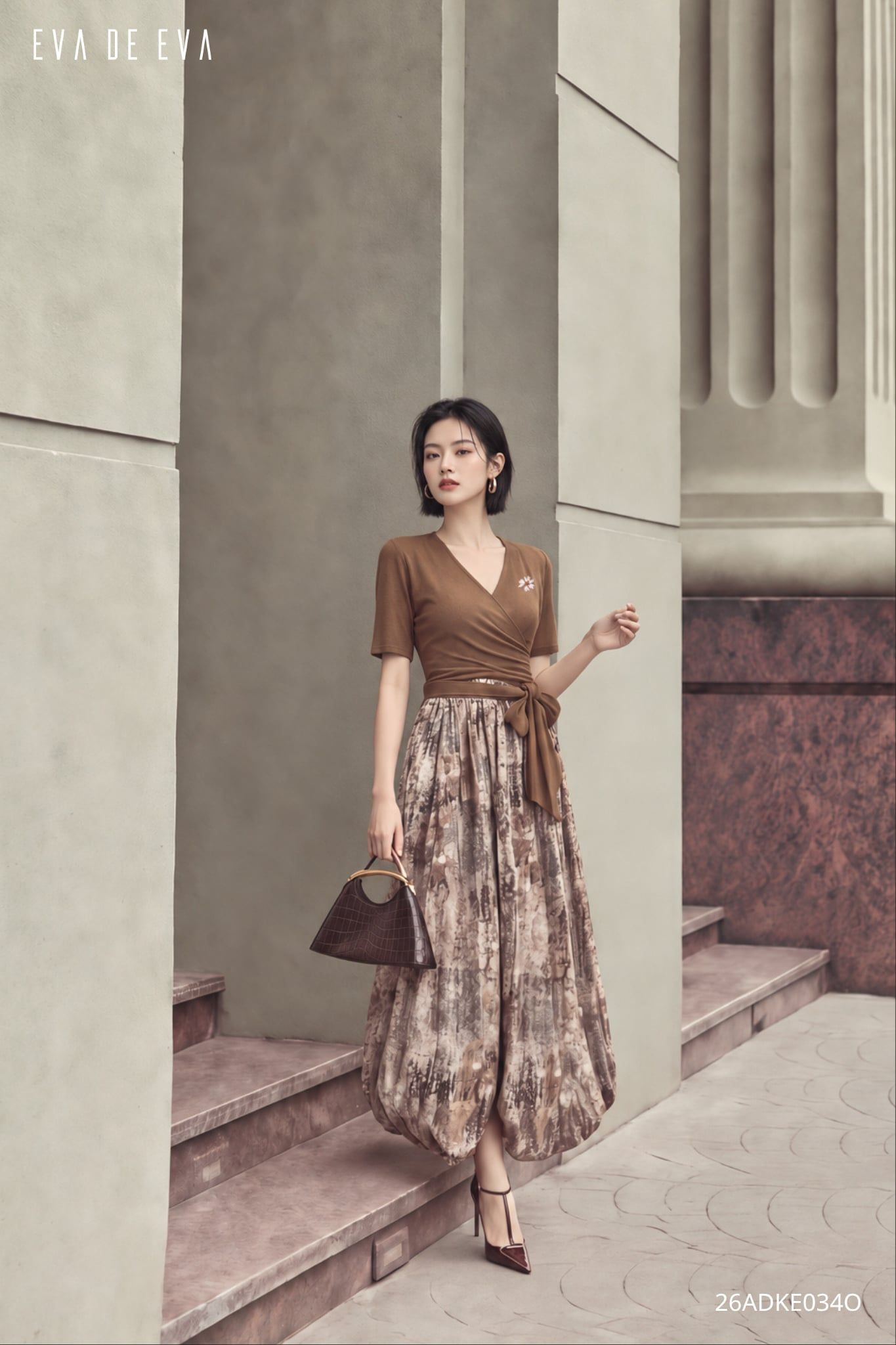  Đầm tay ngắn, Dáng thắt eo 26ADKE034O 