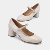  Giày Cao Gót Nữ Chrisbella Kem Cao 6cm EHE021Z0 
