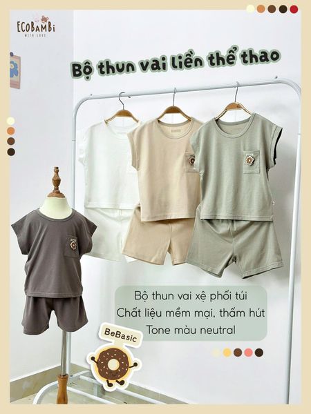  Bộ thun áo vai liền - quần shorts bé trai - 8935334000797 