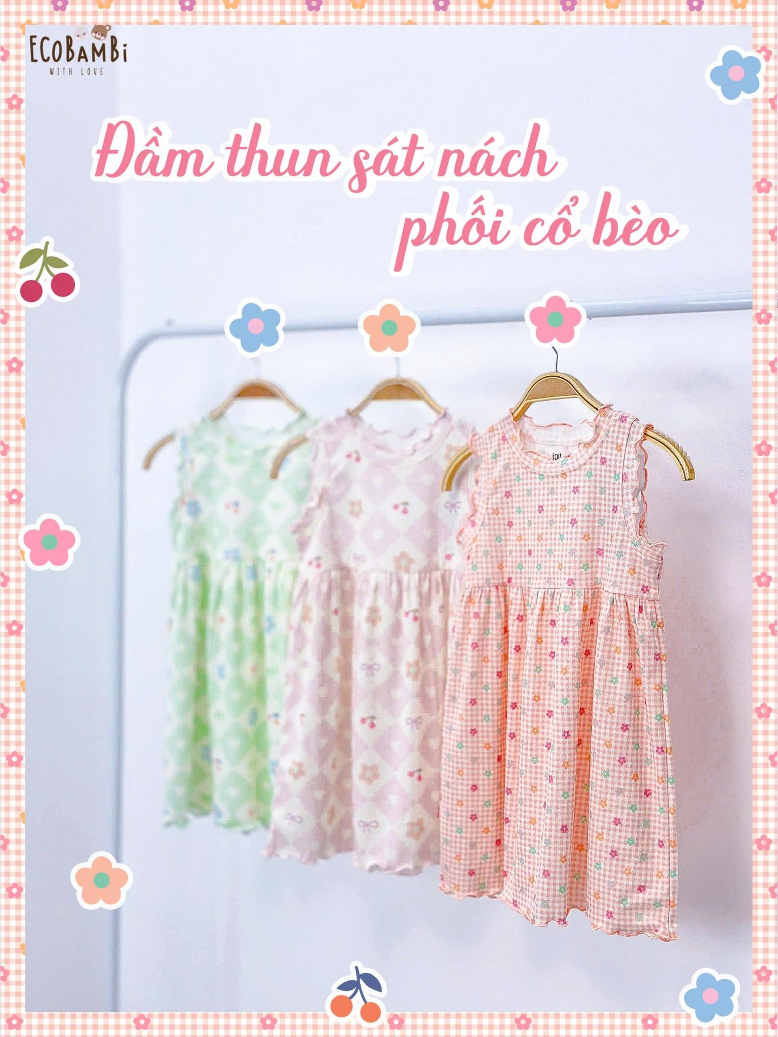  Đầm thun jacquard sát nách phối bèo bé gái ECOBAMBI - BB-24DAMBG041 - 8935334001848 