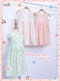  Đầm thun jacquard sát nách phối bèo bé gái ECOBAMBI - BB-24DAMBG041 - 8935334001848 