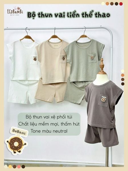  Bộ thun áo vai liền - quần shorts bé trai - 8935334000797 