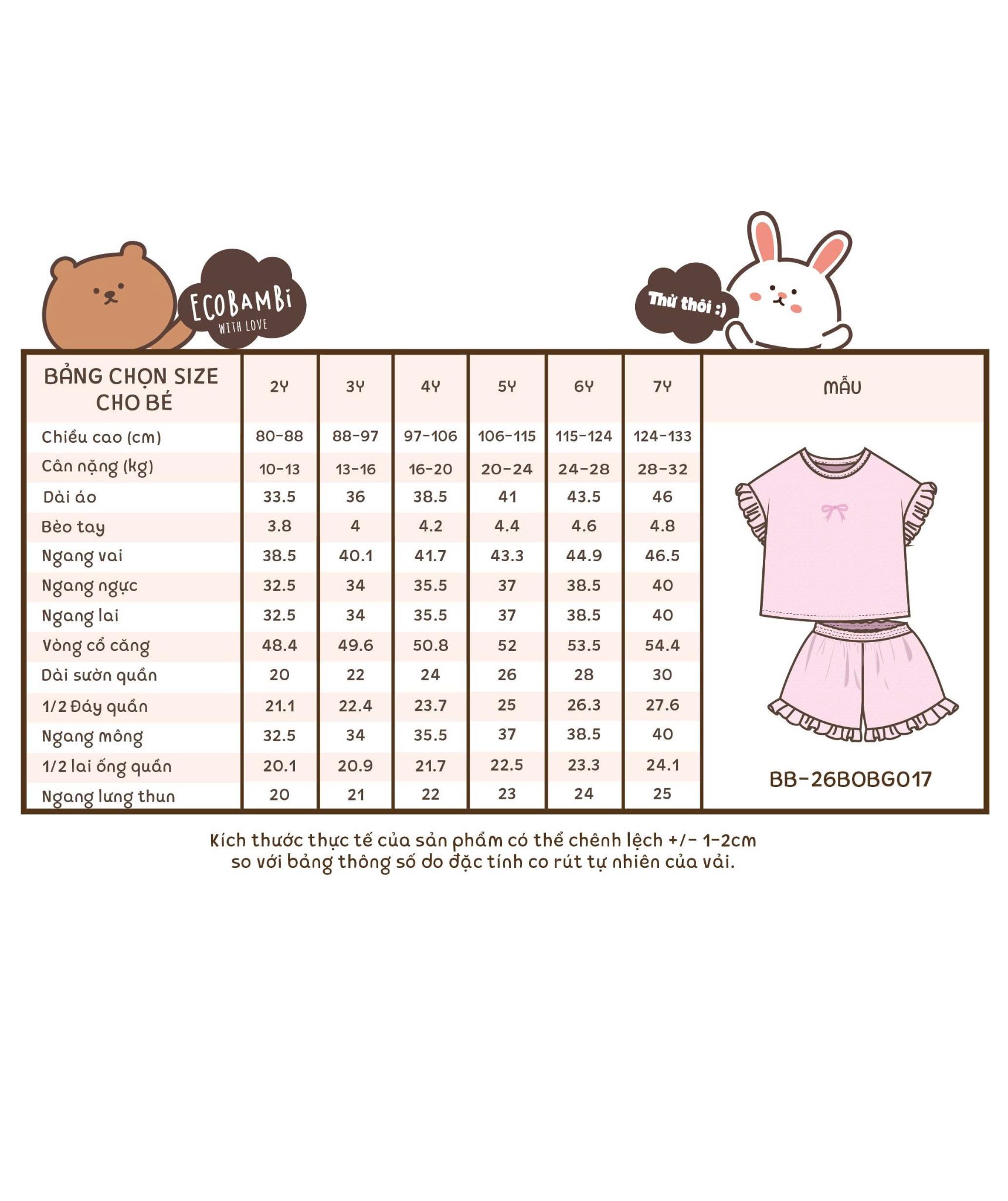  Bộ thun cotton tay ngắn - quần shorts phối bèo bé gái - 8935334000780 
