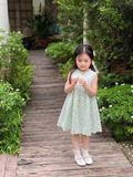  Đầm thun jacquard sát nách phối bèo bé gái ECOBAMBI - BB-24DAMBG041 - 8935334001848 