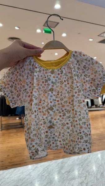  Bộ muslin tay phồng - quần shorts bé gái ECOBAMBI - BB-23BOBG053 - 8935334001367 