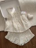  Bộ cotton muslin sát nách nút cài giữa - quần shorts bèo mặc nhà nữ Innies - IN-23BONU001 - 8935334000926 