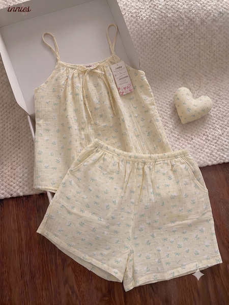  Bộ muslin 2 dây mảnh - quần shorts nữ Innies - 8935334001251 