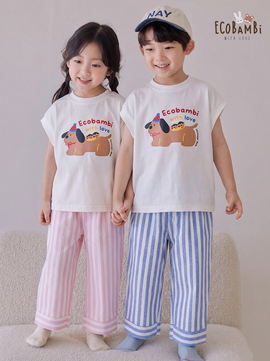  Bộ quần sọc baggy áo sát nách unisex ECOBAMBI - 8935334002180 