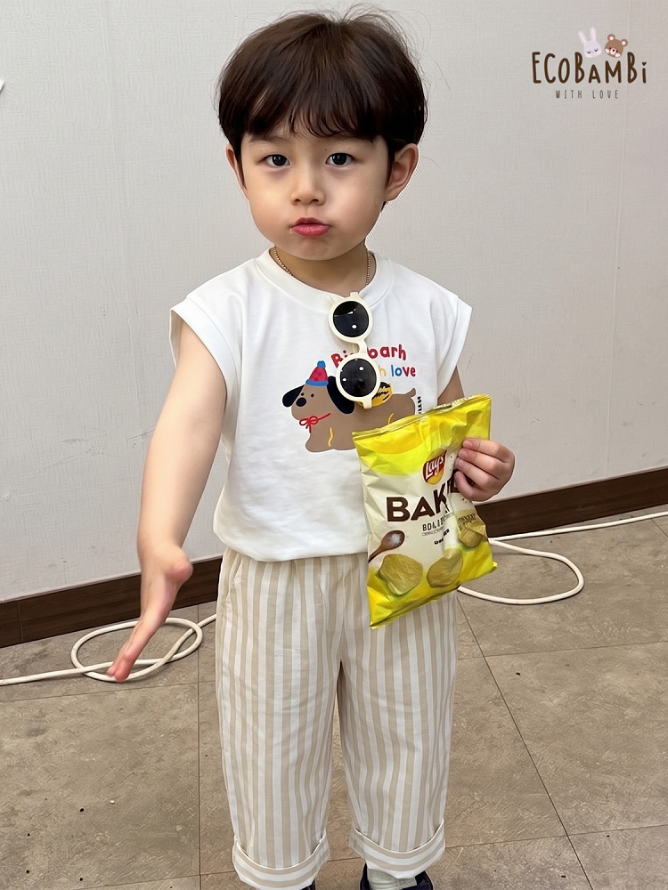  Bộ quần sọc baggy áo sát nách unisex ECOBAMBI - 8935334002180 