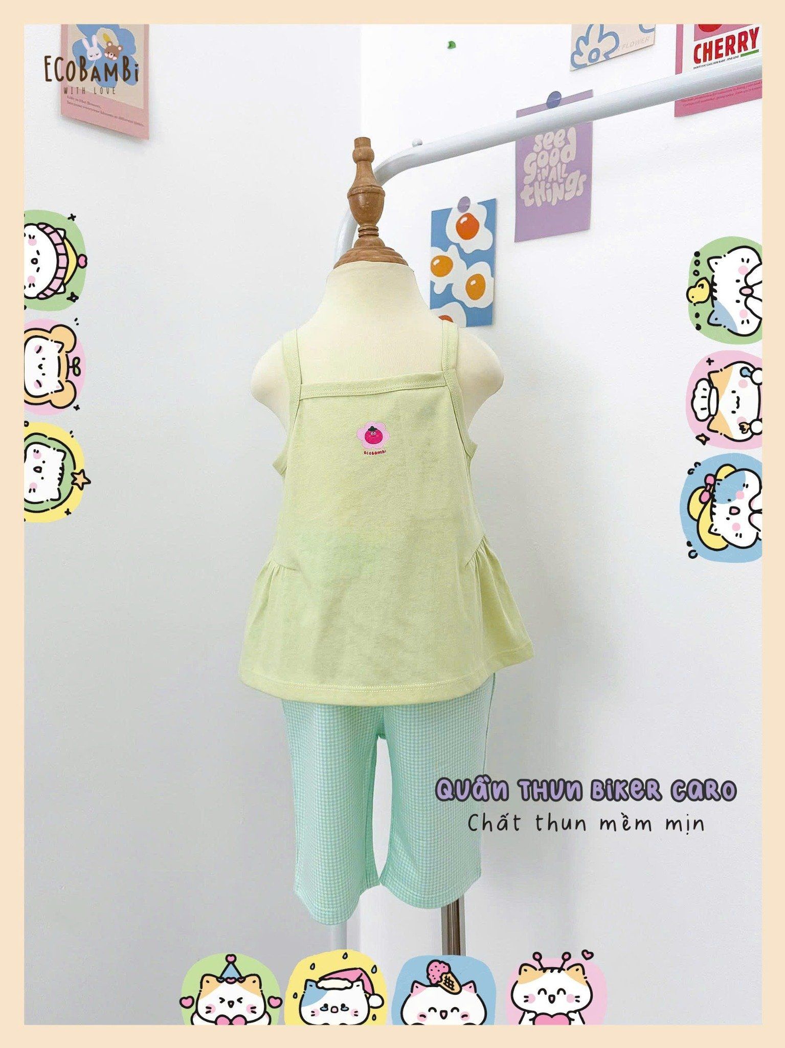  Quần biker thun caro bé gái - 8935334002173 