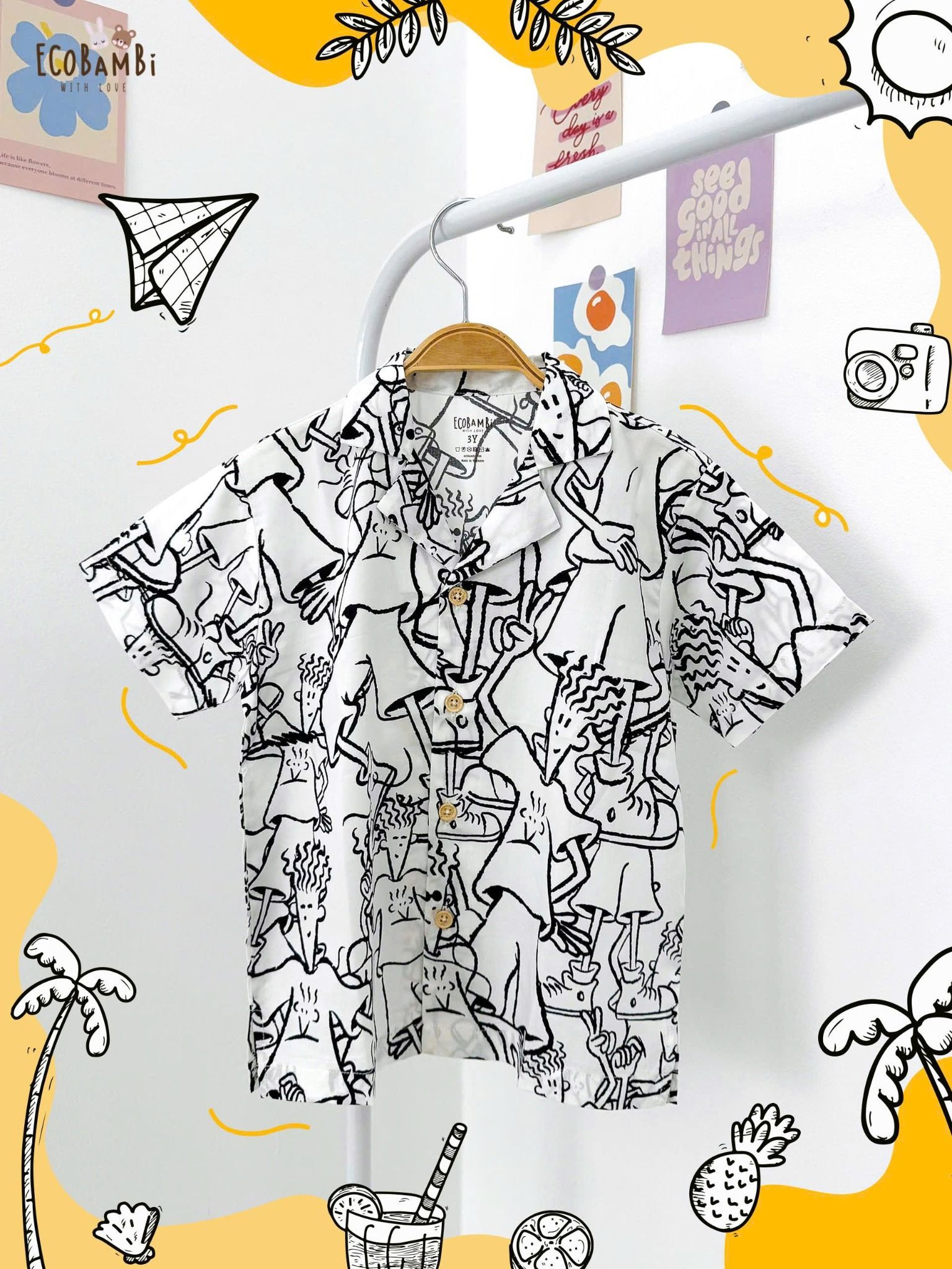  Áo sơ mi họa tiết bé trai ECOBAMBI - 8935334000117 
